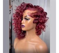 Parrucca Corta Con Pizzo Frontale 13X6 Per Capelli Umani Ricci Corti Parrucca Bob Bordeaux Rosso Colorato Pixie Cut Parrucche Frontali In Pizzo Per Donne