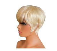 Parrucca corta da 6 pollici con taglio pixie for donna Parrucca diritta for capelli umani con frangia(Blonde)
