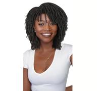 Parrucca corta da donna con dreadlock twist, parrucca sintetica afro riccia da 180 densità, for uso quotidiano e cosplay(Black)