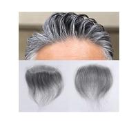 Parrucca corta da uomo #1B60 Parrucca for uomo con attaccatura dei capelli grigia e liscia, stile V, 0,06 mm, frontale in pelle ultra sottile Copertura per punti calvi(16x2.5cm)