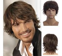 Parrucca corta da uomo attraente per nonno, regalo per marito, parrucche corte grigie, parrucche sintetiche resistenti al calore per papà-#3