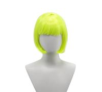 Parrucca Corta Diritta A Caschetto Al Neon Con Frangia Piatta, Parrucca Sintetica Colorata Multicolore Per Donna, Ideale Per I Festival Musicali Del Martedì Grasso Cosplay Di Halloween