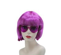 Parrucca Corta Diritta A Caschetto Al Neon Con Frangia Piatta, Parrucca Sintetica Colorata Multicolore Per Donna, Ideale Per I Festival Musicali Del Martedì Grasso Cosplay Di Halloween