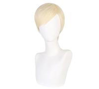 Parrucca Corta Diritta Bionda Chiara Da Uomo - Parrucca Di Capelli Naturali Sintetici Resistente Al Calore Per Cosplay Da Uomo