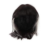 Parrucca corta donna con caschetto e orecchie pendenti, tinta nera, fulvo, beige, grigia, corta, lisci, capelli sintetici con frangia, alla moda, alla moda, per lavoro