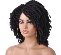 Parrucca Corta Dreadlock Da 14 Pollici Parrucche Per Capelli Twist Afro All'uncinetto Per Le Donne Nere Parrucca Sintetica Riccia Naturale Morbida Finta Locs