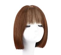 Parrucca corta e dritta da 28 cm/11 pollici, con frangia, taglio netto, parrucca alla moda, parrucche corte nere per donne nere, capelli umani regolabili,Human Hair-c23