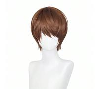 Parrucca corta e dritta di colore marrone per uomo, adatta per il cosplay del dio Nightmoon, capelli sintetici realistici, versatile per l'anime, l'uso quotidiano, la moda europea e americana Fibra ch