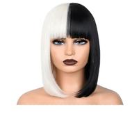 Parrucca corta e dritta per donne Parrucche sintetiche da castano a biondo Ombre Capelli finti naturali Parrucca resistente al calore Parrucca rosa con frangia-F1B-60-12 pollici