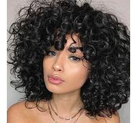 Parrucca corta e larga, fibra resistente al calore, soffice, capelli sintetici afro, parrucca quotidiana naturale, per donne nere e donne bianche, traspirante, rete di rose