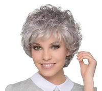 Parrucca corta e soffici per capelli bianchi argento per donna parrucca quotidiana vecchia signora, parrucche corte grigie ricci per capelli umani misti per donne anziane parrucche
