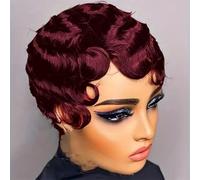 Parrucca Corta Finger Wave Per Donna Parrucche Corte Marroni Ocean Wave Cut Per Donna