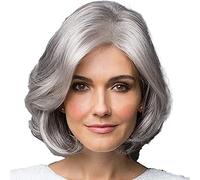 Parrucca corta grigio-argento per donne di mezza età e anziane parrucche naturali corte da donna per cosplay per uso quotidiano parrucche sintetiche resistenti al calore