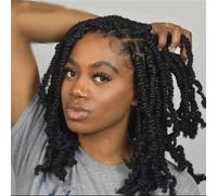 Parrucca Corta Intrecciata Per Donne Nere Parrucche Intrecciate Twist Parrucca In Pizzo HD Parrucche Sintetiche Senza Nodi Con Scatola Riccia