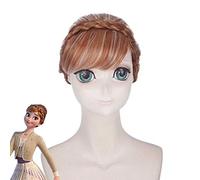 Parrucca corta marrone Anna Cosplay con frangia intorno alla testa Frusta parrucche sintetiche termoresistenti per donne PL-762
