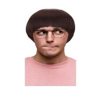 Parrucca corta marrone da cosplay per uomo - Taglio a scodella sintetico per anime e stile retrò, perfetta per film, feste e festività