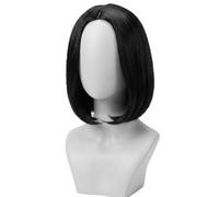 Parrucca Corta Nera Da Donna, Parrucca A Caschetto (Bob) Liscio Da 14 Pollici Con Riga Centrale, in Fibra Sintetica Termoresistente, Ideale Per Feste, Cosplay E Uso Quotidiano.