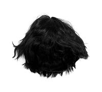 Parrucca corta nera traspirante a strati soffici capelli sintetici belli pezzi parrucchino regolabile resistente al calore per uomini donne feste in costume cosplay di Halloween