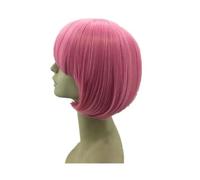 Parrucca corta ondulata con frangia piatta, capelli arancioni, sintetici, resistenti al calore, per feste di Halloween, costumi, cosplay, rosa, 12 POLLICI