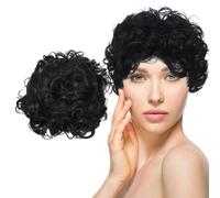 Parrucca corta: parrucca corta e riccia per donna con cinturini regolabili -