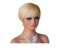 Parrucca corta Pixie Cut da 6 pollici for donne nere, parrucca senza colla con capelli umani vergini brasiliani a strati for uso quotidiano Topper per Capelli da Donna(613#)