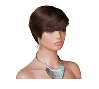 Parrucca corta Pixie Cut da 6 pollici for donne nere, parrucca senza colla con capelli umani vergini brasiliani a strati for uso quotidiano Topper per Capelli da Donna(2#)