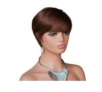 Parrucca corta Pixie Cut da 6 pollici for donne nere, parrucca senza colla con capelli umani vergini brasiliani a strati for uso quotidiano Topper per Capelli da Donna(4#)