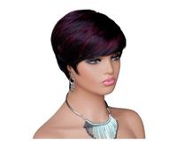 Parrucca corta Pixie Cut da 6 pollici for donne nere, parrucca senza colla con capelli umani vergini brasiliani a strati for uso quotidiano Extension per Capelli(P1B/99J)