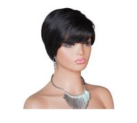 Parrucca corta Pixie Cut da 6 pollici for donne nere, parrucca senza colla con capelli umani vergini brasiliani a strati for uso quotidiano Extension per Capelli(1B#)