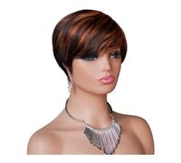 Parrucca corta pixie da 6 pollici per donne nere, parrucca brasiliana a gradini senza colla per l'uso quotidiano Aggiunge volume di capelli (P1B/350#)