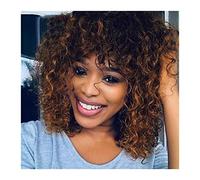 Parrucca Corta Riccia Crespa Bob Con Frangetta 10-16" Parrucche Di Capelli Umani Ricci Per Donne Nere Capelli Remy Brasiliani Parrucche Piene Di Riccioli A Macchina Parrucche Grigie Per Donne (3 14 P