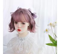 Parrucca Corta Riccia Da Donna Lolita Jk Daily Sweet Cool Hot Girl Parrucca Carina Per La Festa Di Natale Di Halloween (Pink)