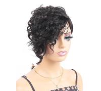 Parrucca corta riccia Pixie Cut per donne nere Bob Glueless Wear and Go Parrucca Taglio di capelli ricci sciolti Frangia laterale Parrucche ondulate naturali