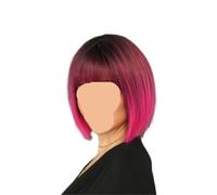 Parrucca Corta Rosa For Donna, For Feste Quotidiane, Tinta In Testa, Nera, Sintetica Naturale, Lavanda, Resistente Al Calore, Parrucche Dritte(MW1073-8)