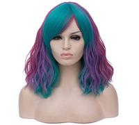 Parrucca corta sintetica dei capelli multicolore delle signore multicolor con le viti del cosplay colore bianco e nero(1)