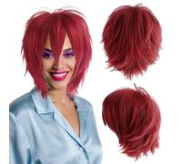 Parrucca corta unisex, 30,5 cm, capelli lisci naturali soffici a strati, per feste a tema, travestimenti, Halloween, costumi Comic-Con