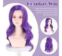 Parrucca corta viola per costume anime per Halloween, cosplay, feste, sintetica,