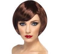 Parrucca Corto Marrone Bob Per Adulti, Accessorio Per Festa Elegante Nuovo