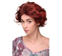 Parrucca Corto Scheiteltolle Voluminoso Ondulato Capelli Cotonati Braun Rot Mix