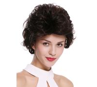 Parrucca Corto Wild Capelli Cotonati Ondulato 80er Anni Castano Braun Mix
