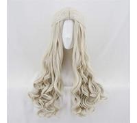 Parrucca cosplay Alice nel paese delle meraviglie della regina bianca Peruca Bionda ondulata a treccia lunga Capelli sintetici Parrucche in costume anime + Cappellino per parrucca KUMZ3559
