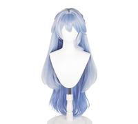 Parrucca Cosplay Amine Game Capelli Blu Lunghi Ondulati per Donne Halloween, Comic Con, Spettacoli Cosplay