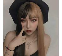 Parrucca cosplay anime bidimensionale Uomini e donne Universale in bianco e nero Personalità bicolore Capelli finti Halloween Lino nero