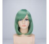 Parrucca Cosplay Anime Colorata Femminile Capelli Corti Lisci Bobo Testa Verde Menta