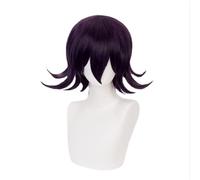 Parrucca cosplay anime cosplay Parrucca Cosplay Ouma Kokichi Parrucca corta nera mista viola parrucca da uomo con parrucca per Halloween