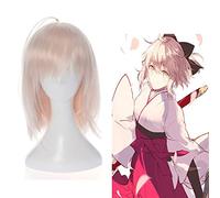 Parrucca cosplay anime Fate Grand Order Parrucca cosplay Okita Souji Parrucca sintetica Capelli Halloween Festa di carnevale Sakura Sabre Parrucca da donna