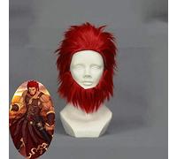 Parrucca Cosplay Anime Fate/Zero Rider Breve Rosso Resistente Al Calore Capelli Sintetici Parrucche Per Feste Di Halloween + Cappuccio Per Parrucca
