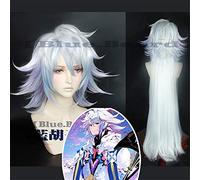 Parrucca cosplay Anime FGO Fate/Grand Order Servant Caster Merlin Colori misti Lunghi capelli sintetici Costumi Cosplay Parrucche + Cappellino + Pista
