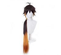 Parrucca Cosplay Anime Genshin Impact Zhongli Parrucca,Dark Brown Mixted Orange Parrucca Cosplay,con Rete per Parrucca Gratuita,per Festa Carnevale Halloween Cosplay Parrucca