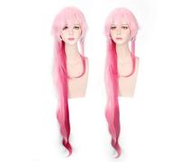 Parrucca cosplay Anime Guilty Crown Accessori per feste di Halloween Cosplay Lunghi capelli rossi rosa misti Parrucche Yuzuriha Inori Cosplay + parrucca Parrucca taglia unica No.128